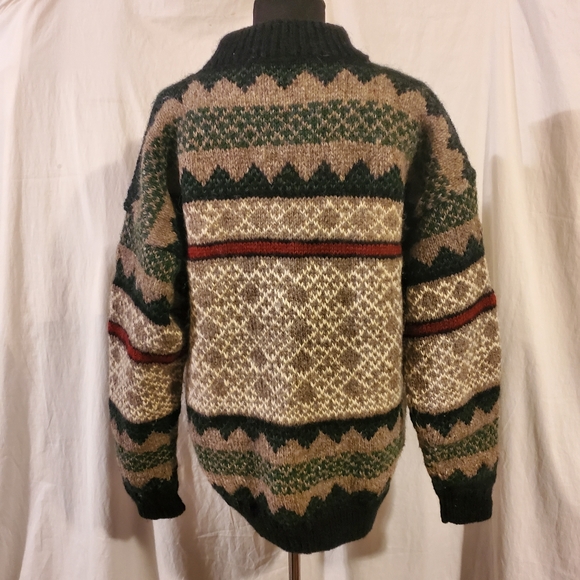 Vntg Copenhagen Lined Fair Isle Nordic Chunky Wool Sweater Made in Nepal L - Picture 4 of 7